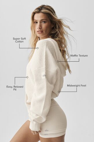 Alo Yoga Waffle Chenille Edition Hoodie - Ivory in Kuwait