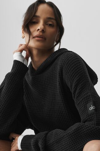 Alo Yoga Waffle Chenille Edition Hoodie - Black in Kuwait