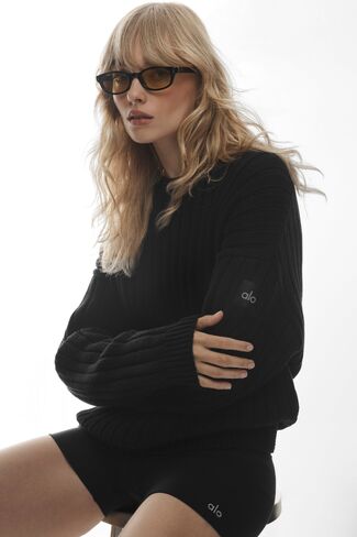 Alo Yoga Cotton Rib Parallel Sweater - Black in Kuwait