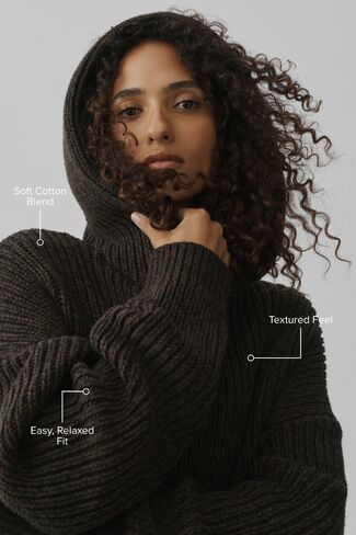 Alo Yoga Chunky Knit Rewind Hoodie - Espresso Multi in Kuwait