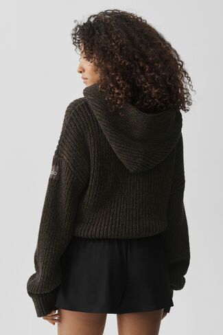 Alo Yoga Chunky Knit Rewind Hoodie - Espresso Multi in Kuwait