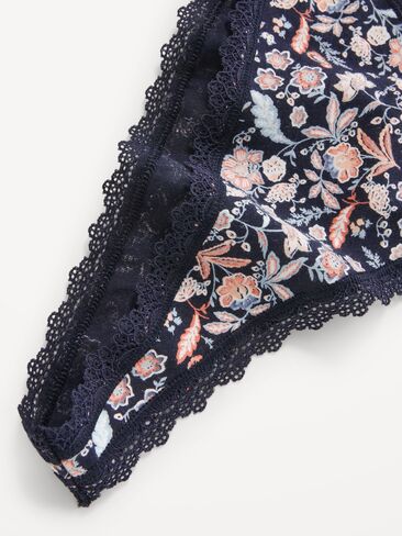Old Navy Mid-Rise Everday Cotton Thong - Navy Floral in Kuwait