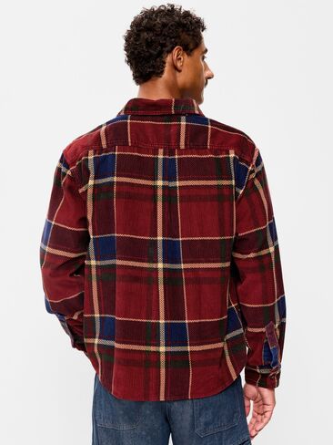 Old Navy Loose Fit Long-Sleeve Corduroy Shirt - Red Plaid in Kuwait