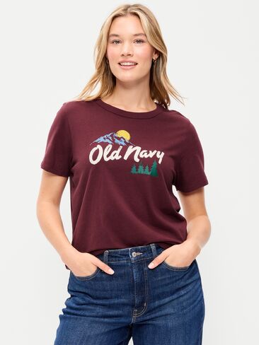 Old Navy EveryWear Crew-Neck Logo-Graphic T-Shirt - Red Lacquer in Kuwait