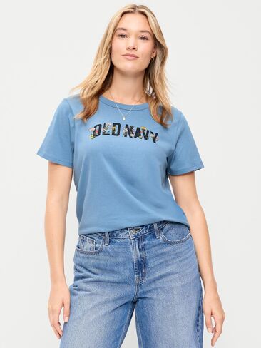 Old Navy EveryWear Crew-Neck Logo-Graphic T-Shirt - Naturalist Blue in Kuwait