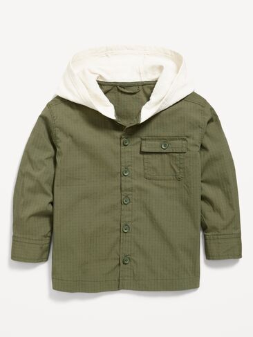 Old Navy Long-Sleeve Hooded Flannel Shirt for Toddler Boys - Alpine Tundra in Kuwait
