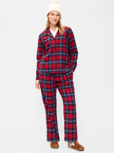 Old Navy Flannel Pajama Pant Set for Women - Red Plaid (Match the Fam!) in Kuwait