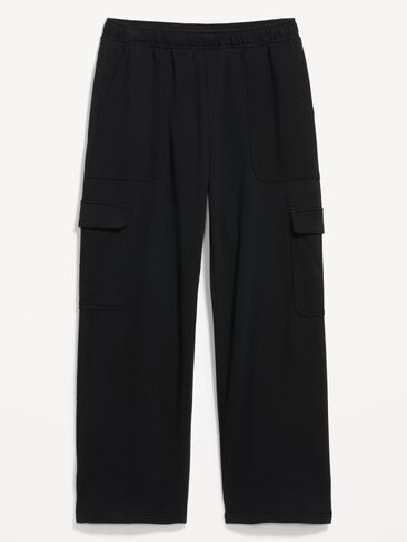 Old Navy High-Waisted SoComfy Wide-Leg Cargo Sweatpants - Black Jack in Kuwait