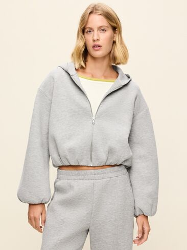 Old Navy Bounce Fleece Bubble-Hem Hoodie Sweatshirt - Heather Gray in Kuwait