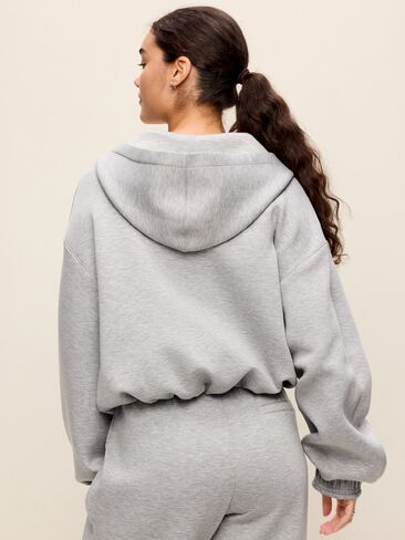 Old Navy Bounce Fleece Bubble-Hem Hoodie Sweatshirt - Heather Gray in Kuwait