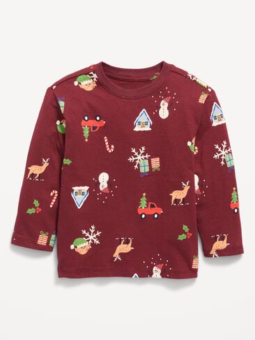 Old Navy Printed Long-Sleeve Unisex T-Shirt for Toddler - Holiday Era in Kuwait