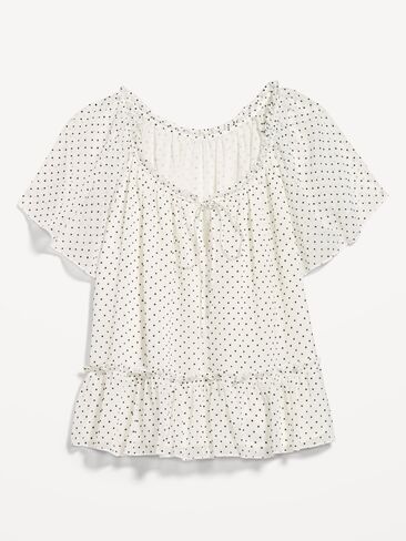 Old Navy Chiffon Flutter-Sleeve Top - Black & White Dots in Kuwait