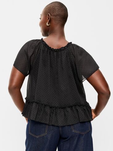 Old Navy Chiffon Flutter-Sleeve Top - Black Dots in Kuwait
