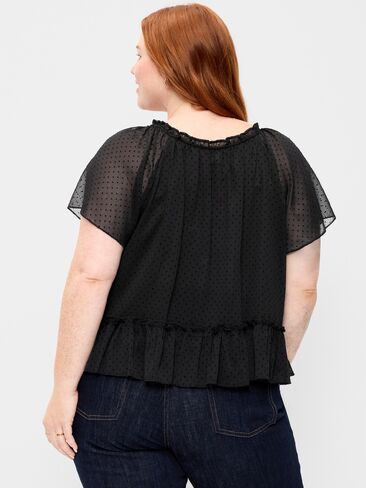Old Navy Chiffon Flutter-Sleeve Top - Black Dots in Kuwait