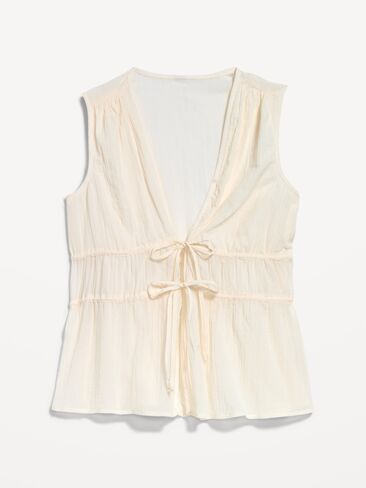 Old Navy Sleeveless V-Neck Tie-Front Top - Creme De La Creme in Kuwait