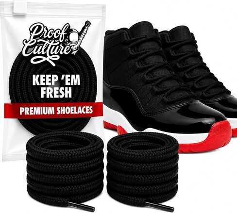 Premium Jordan 11 Laces | Oval Thick Shoe Laces for Basketball & Athletic Sneakers Round Shoe Laces Replacement in Kuwait