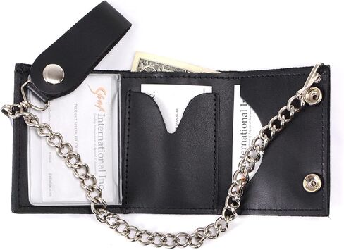 Hot Leathers WLB1001 BLACK, 4" Classic Black Wallet with Chain (BLACK, 4") in Kuwait
