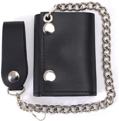 Hot Leathers WLB1001 BLACK, 4" Classic Black Wallet with Chain (BLACK, 4") in Kuwait