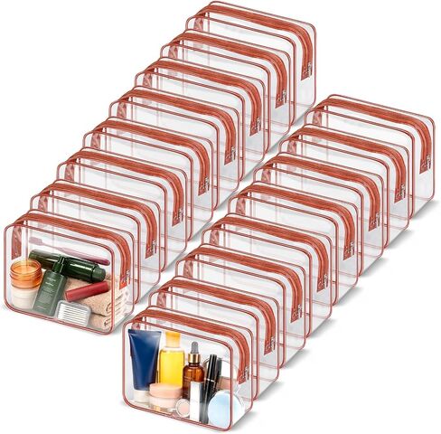 16 Pieces Clear Makeup Bags Bulk, TSA Approved Toiletry Bag for Travel, PVC Waterproof Travel Small Pouches Clear Pouch with Zipper for Men and Women Carry-on Travel Essentials Cosmetic Bags (Black) in Kuwait