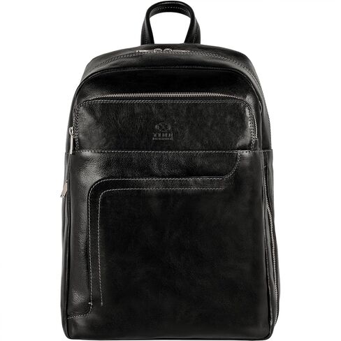 Time Resistance Leather Business Backpack - Laptop and A4 Portfolio Bag - Travel Bag Rucksack (Brown) in Kuwait