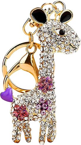 JewelBeauty 3D Handmade BlingBling Crystal Cute Giraffe Keychain Rhinestone Keyring Selection Purse Charm Car Bag Pendant Accessories in Kuwait