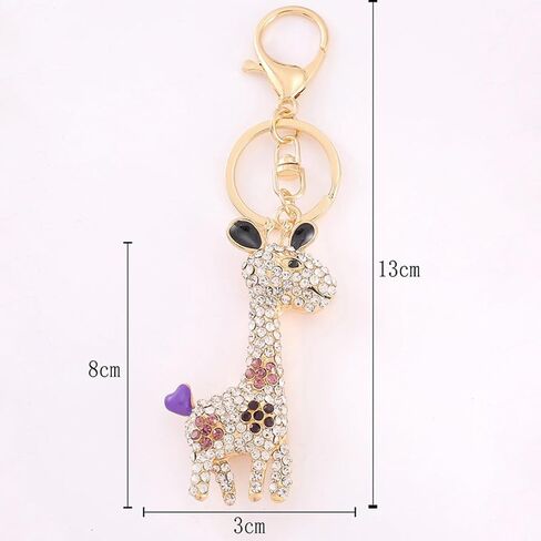 JewelBeauty 3D Handmade BlingBling Crystal Cute Giraffe Keychain Rhinestone Keyring Selection Purse Charm Car Bag Pendant Accessories in Kuwait