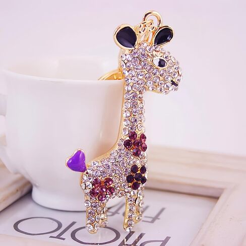 JewelBeauty 3D Handmade BlingBling Crystal Cute Giraffe Keychain Rhinestone Keyring Selection Purse Charm Car Bag Pendant Accessories in Kuwait