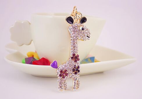JewelBeauty 3D Handmade BlingBling Crystal Cute Giraffe Keychain Rhinestone Keyring Selection Purse Charm Car Bag Pendant Accessories in Kuwait