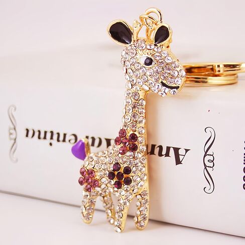 JewelBeauty 3D Handmade BlingBling Crystal Cute Giraffe Keychain Rhinestone Keyring Selection Purse Charm Car Bag Pendant Accessories in Kuwait
