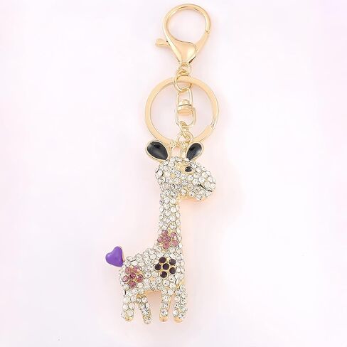JewelBeauty 3D Handmade BlingBling Crystal Cute Giraffe Keychain Rhinestone Keyring Selection Purse Charm Car Bag Pendant Accessories in Kuwait