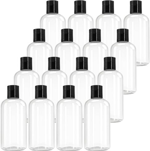 Bekith 16 Pack 8oz Plastic Squeeze Bottles with Disc Cap, Clear Travel Containers For Shampoo, Lotions, Liquid Body Soap, Creams in Kuwait