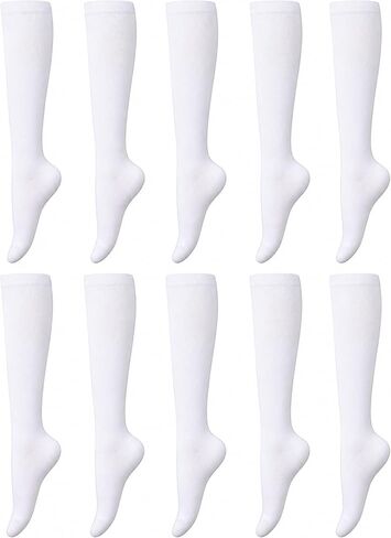 KONYHAHNS Womens Cotton Knee High Socks 10 Pairs, Casual Soft Long Tube Boot Socks Size 6-9 in Kuwait