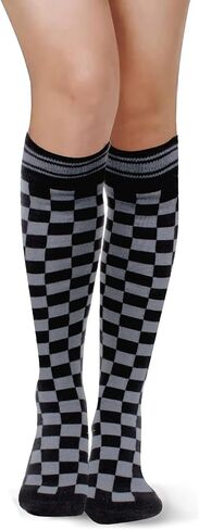 Benefeet Sox Womens Girls Knee High Socks Novelty Argyle Checkered Football Cotton Long Tube Socks in Kuwait