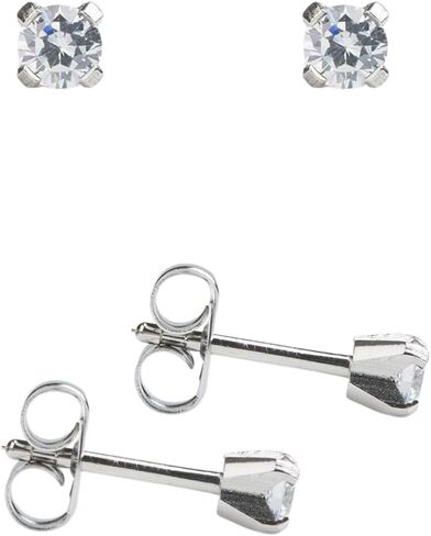 STUDEX Sensitive Cubic Zirconia Stud Earrings 6mm | Hypoallergenic and Nickel Free for Sensitive Ears | Surgical Stainless Steel Posts | High Fashion Earrings for Women and Men PR-6400W-S in Kuwait