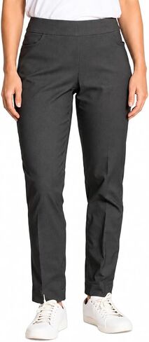 SLIM-SATION Womens Golf Apparel - Women's Regular Pull-On Straight-Leg Pant with Pockets (Black,10) in Kuwait