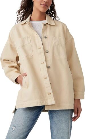 سترة Free People Madison City Twill Jacket Adventurer MD (للسيدات 8-10) in Kuwait