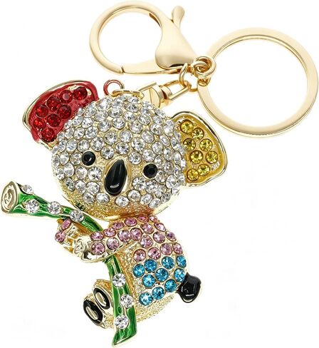 Cooplay Cute Lovely Koala Bear Animal Diamond Crystal Rhinestone Gold Crystal Keychain Charm Pendent Beautiful Accessories The Best Gift for Girl Women Purse Handbag Bag Keyrings (Blue) in Kuwait
