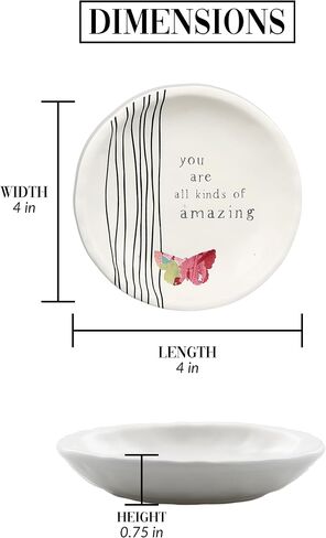 Pavilion Gift Company You are All Kinds of Amazing 4 Inch Butterfly Keepsake Jewelry Trinket Dish, White in Kuwait