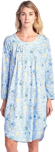 Casual Nights Women's Round Neck Long Sleeve Lace Floral Nightgown in Kuwait