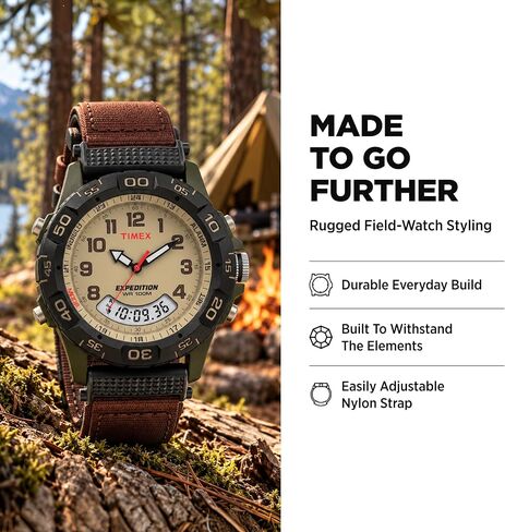 Timex Men's T45181 Expedition Resin Combo Brown/Green Nylon Strap Watch in Kuwait