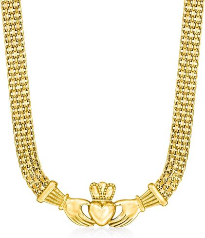 Ross-Simons 18kt Gold Over Sterling Bismark-Link Claddagh Necklace. 16 inches in Kuwait