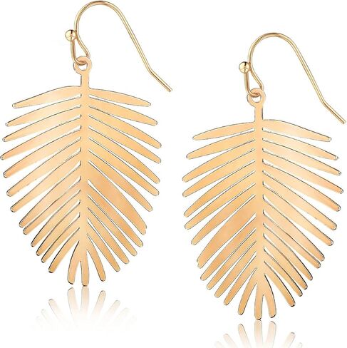 Humble Chic Palm Leaf Earrings for Women - Boho Tropical Dangle Earrings in Gold, Rose Gold, or Silver Tone in Kuwait