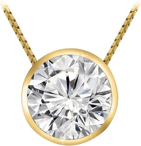 0.5 Carat 14K White Gold Round Diamond Bezel Solitaire Pendant Necklace K Color I2 Clarity w/ 18" Silver Chain in Kuwait