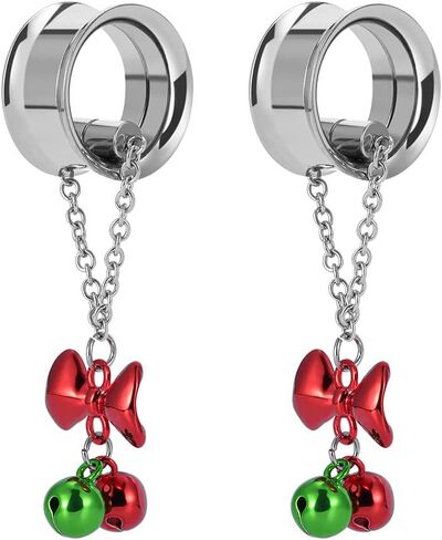 COOEAR Merry Christmas Double Flared Dangle Ear Gauges Piercing Plugs and Tunnels, Elegant Ear Stretchers Earrings Expander. in Kuwait