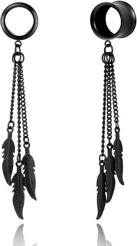 Earblity 6mm-25mm (2G-1") Daily Tassel Dangle Hangers Ear Tunnels Gauges Plugs Screw Extender Stretchers Hypoallergenic 316 Stainless Steel Wedding Body Piercing Jewelry 2PCS in Kuwait