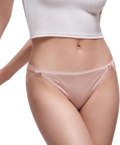 SilRiver Womens 100% Silk Bikini Panties Sexy and Comfortable Hipster Briefs Breathable Tanga Underpants for Lady in Kuwait