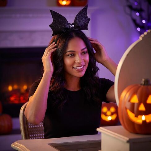 Lurrose Bat Wing Headband Devil Bat Hairband Glitter Bat Wings Headpiece Bat Wing Headdress for Halloween Dress Up, Black in Kuwait