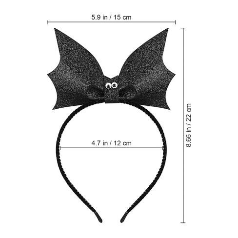 Lurrose Bat Wing Headband Devil Bat Hairband Glitter Bat Wings Headpiece Bat Wing Headdress for Halloween Dress Up, Black in Kuwait