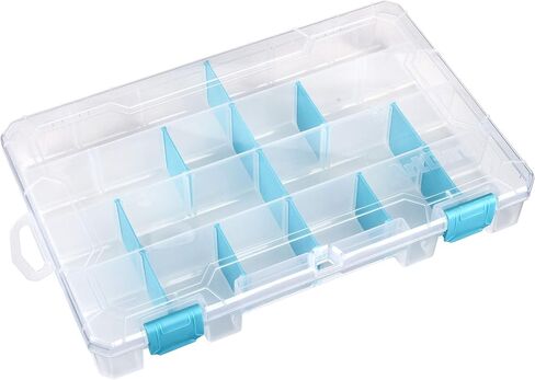 ArtBin 6847AG Medium Anti-Tarnish Box with Removable Dividers, Jewelry & Craft Organizer with Anti-Tarnish Technology, [1] Plastic Storage Case, Clear with Aqua Accents in Kuwait