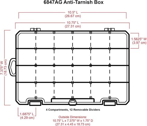 ArtBin 6847AG Medium Anti-Tarnish Box with Removable Dividers, Jewelry & Craft Organizer with Anti-Tarnish Technology, [1] Plastic Storage Case, Clear with Aqua Accents in Kuwait